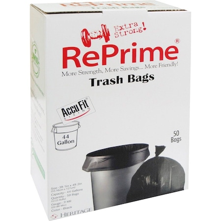 Heritage Bag 44 gal Trash Bags, 0.90 mil (23 Micron), Black, 4 PK HERH7450TKRC1CT